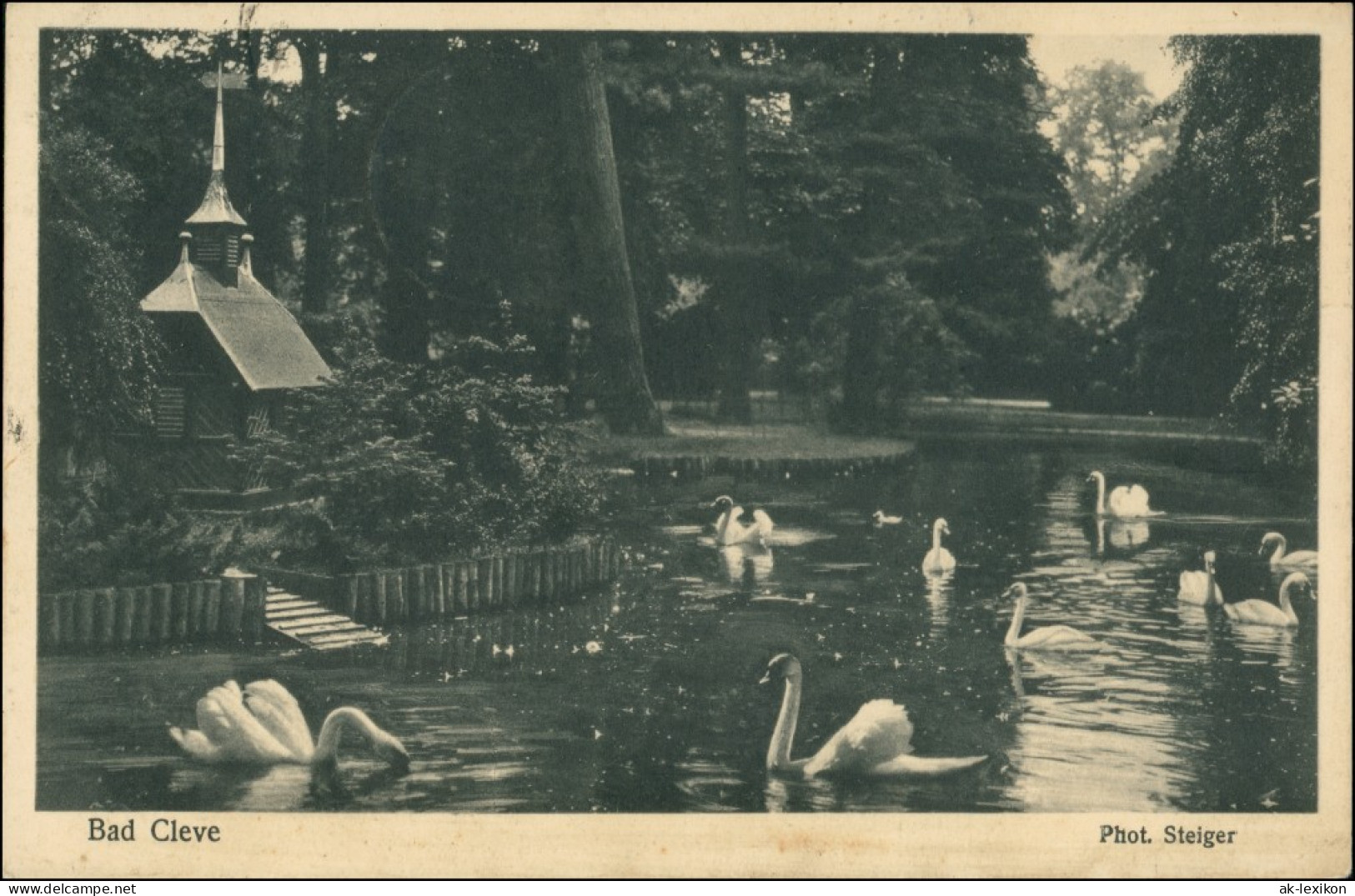 Ansichtskarte Kleve Schwanenburg - Schwäne Park 1930 - Kleve