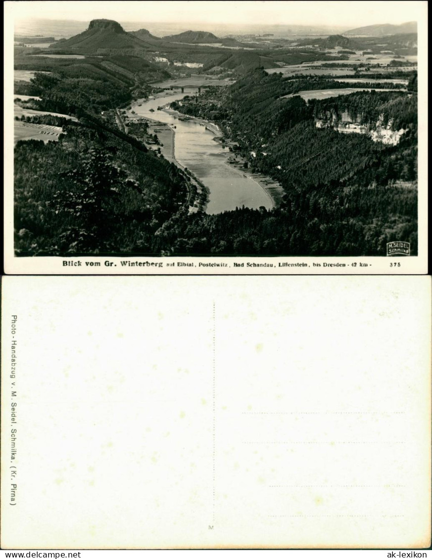 Ansichtskarte Bad Schandau Blick Vom Winterberg Ins Elbtal 1930 - Bad Schandau