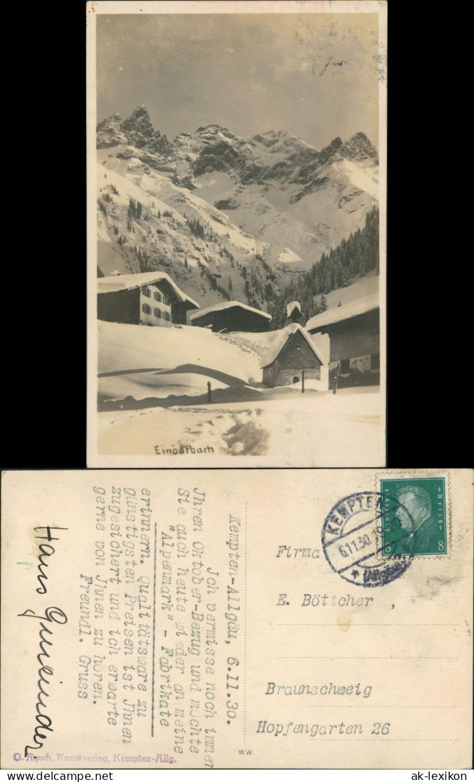 Ansichtskarte Einödsbach-Oberstdorf (Allgäu) Winterpartie 1930 - Oberstdorf