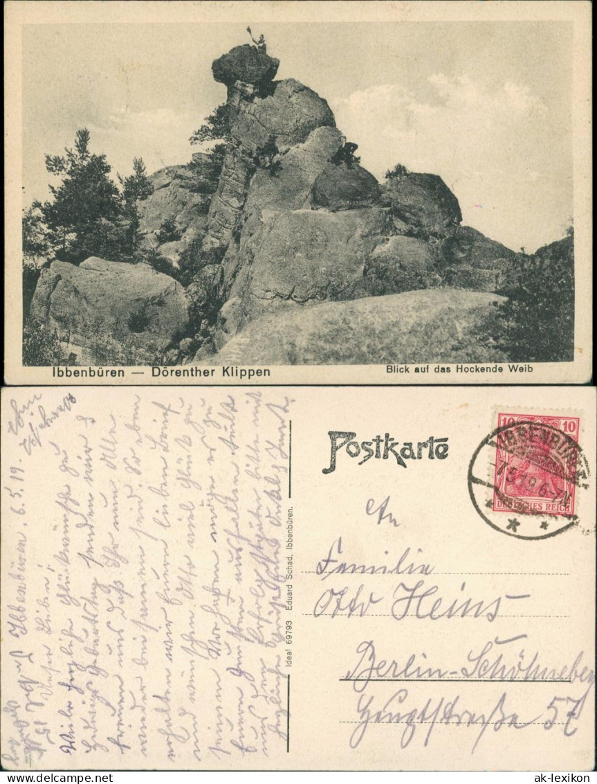 Ansichtskarte Ibbenbüren Dörenther Klippen Blick Auf Das Hockende Weib 1919 - Ibbenbüren