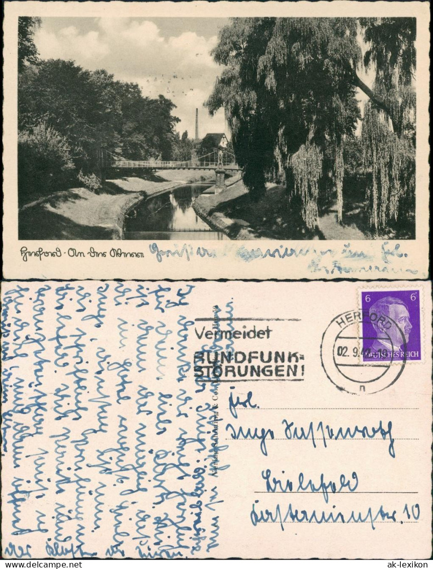 Ansichtskarte Herford Flußpartie, Fabrik 1942 - Herford