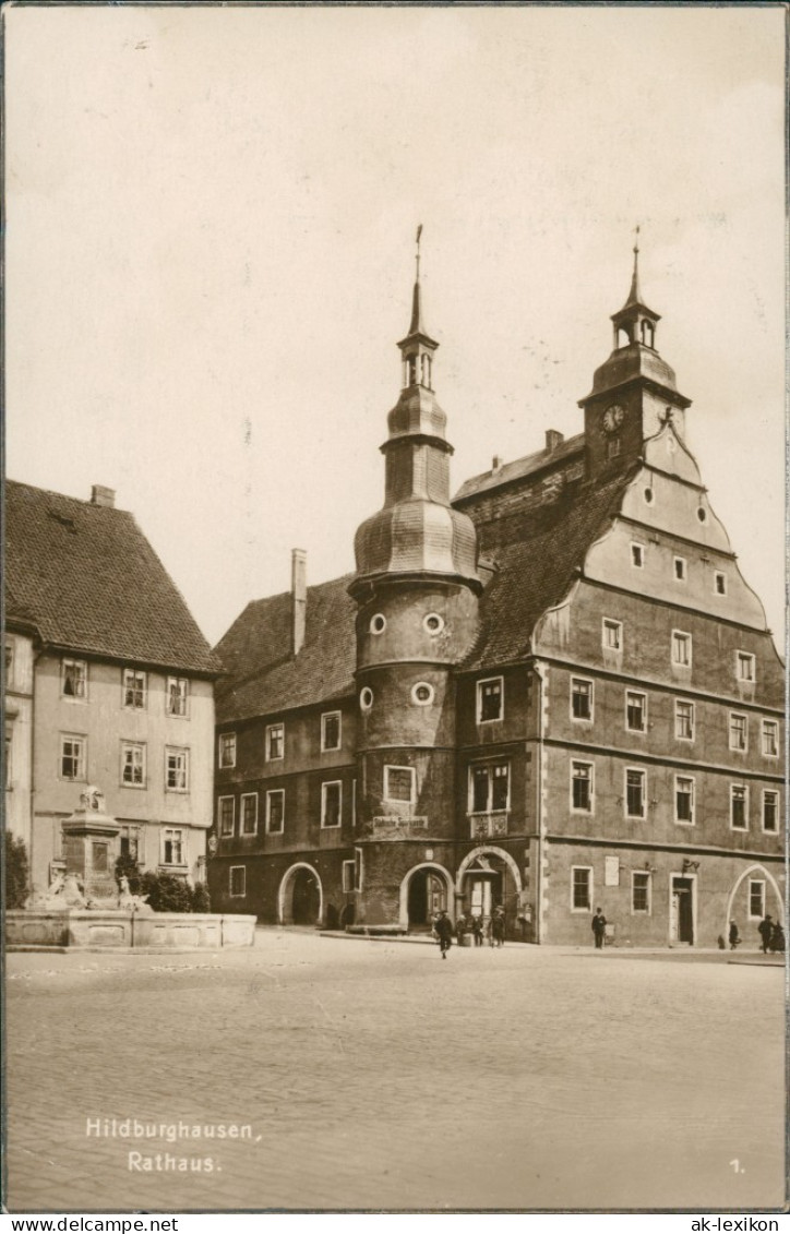 Ansichtskarte Hildburghausen Marktplatz - Rathaus 1925 - Hildburghausen