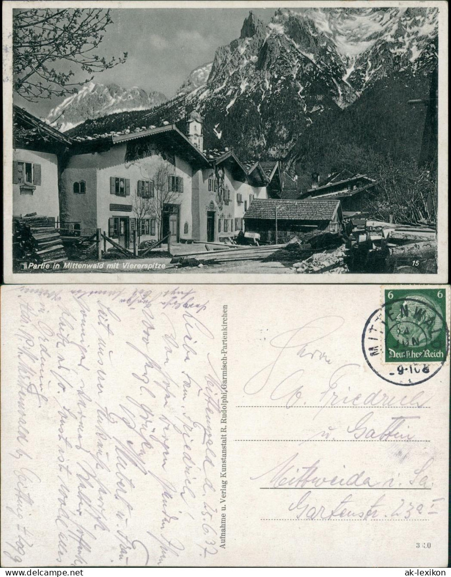 Ansichtskarte Mittenwald Straßenpartie 1934 - Mittenwald