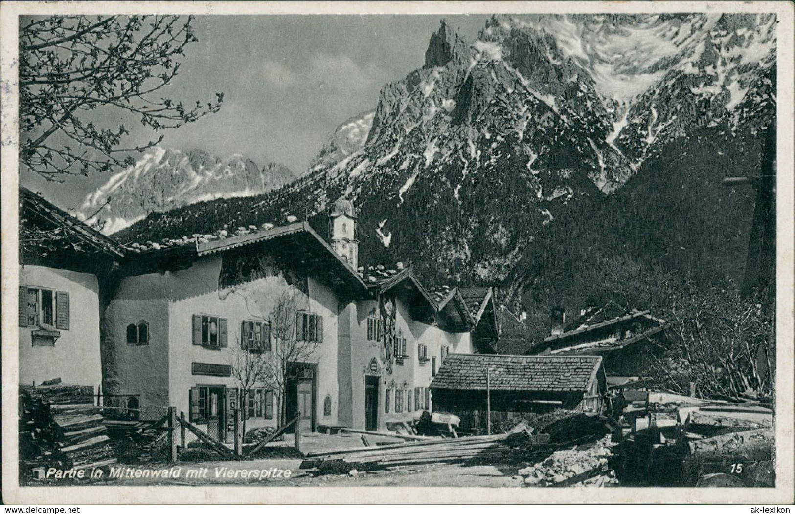 Ansichtskarte Mittenwald Straßenpartie 1934 - Mittenwald