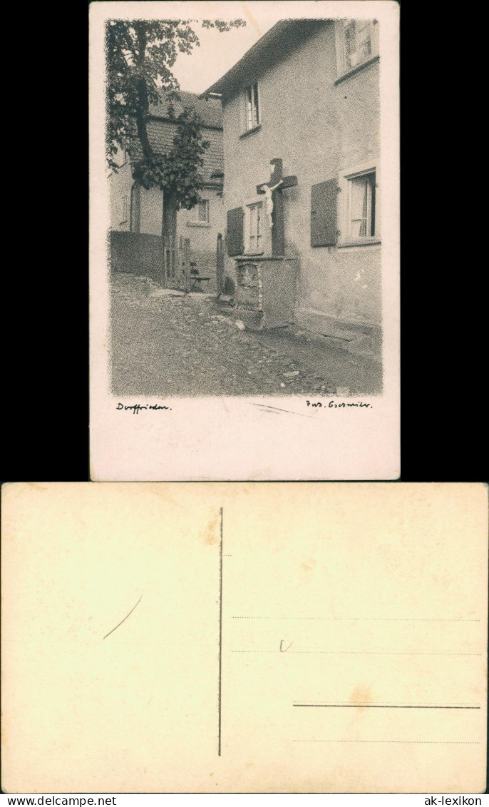 Ansichtskarte  Dorffrieden Jesus Kreuz - Straßenpartie Künstlerkarte 1930 - 1900-1949