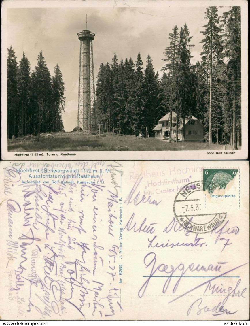 Titisee-Neustadt Hochfirst Aussichtsturm Und Fürstenberg Gasthaus 1937 - Titisee-Neustadt