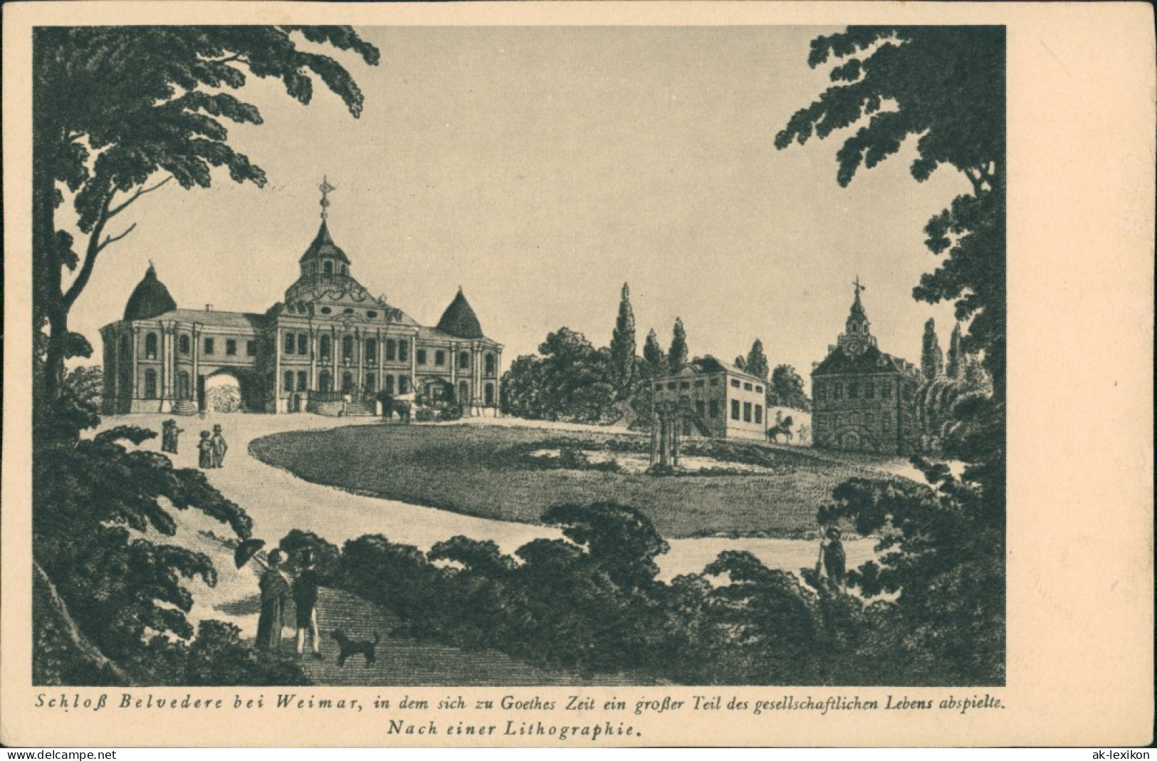 Ansichtskarte Weimar Schloss Belvedere - Nach Lithographie 1918 - Weimar