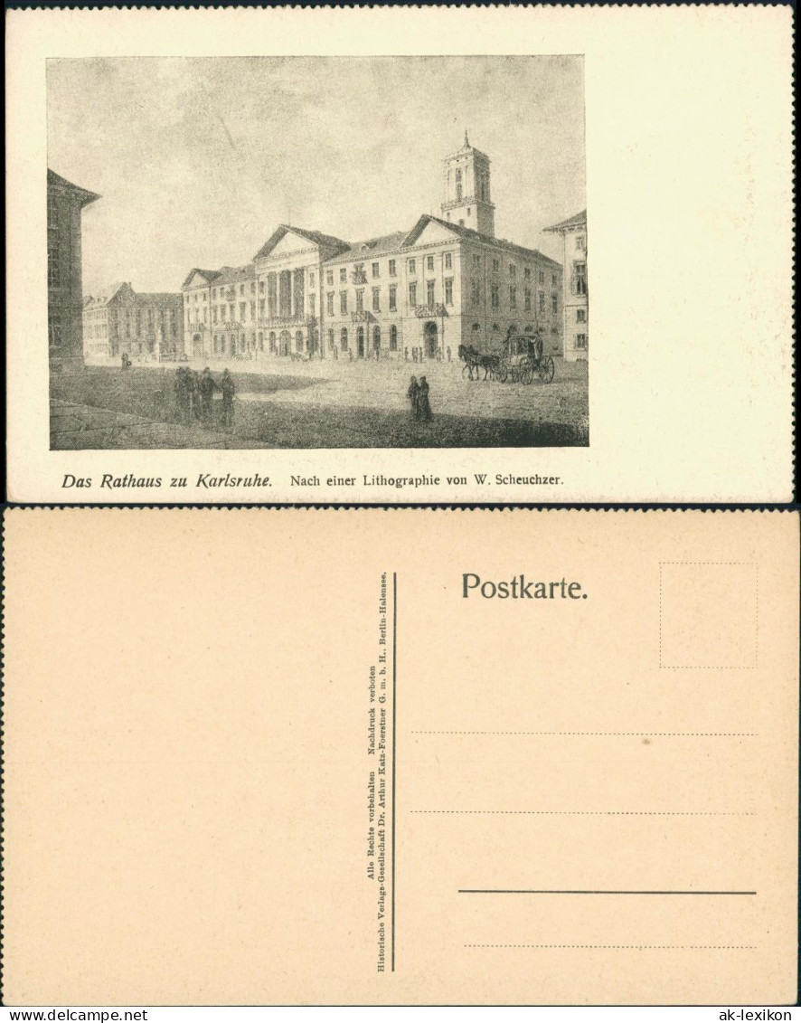 Ansichtskarte Karlsruhe Rathaus 1925 - Karlsruhe