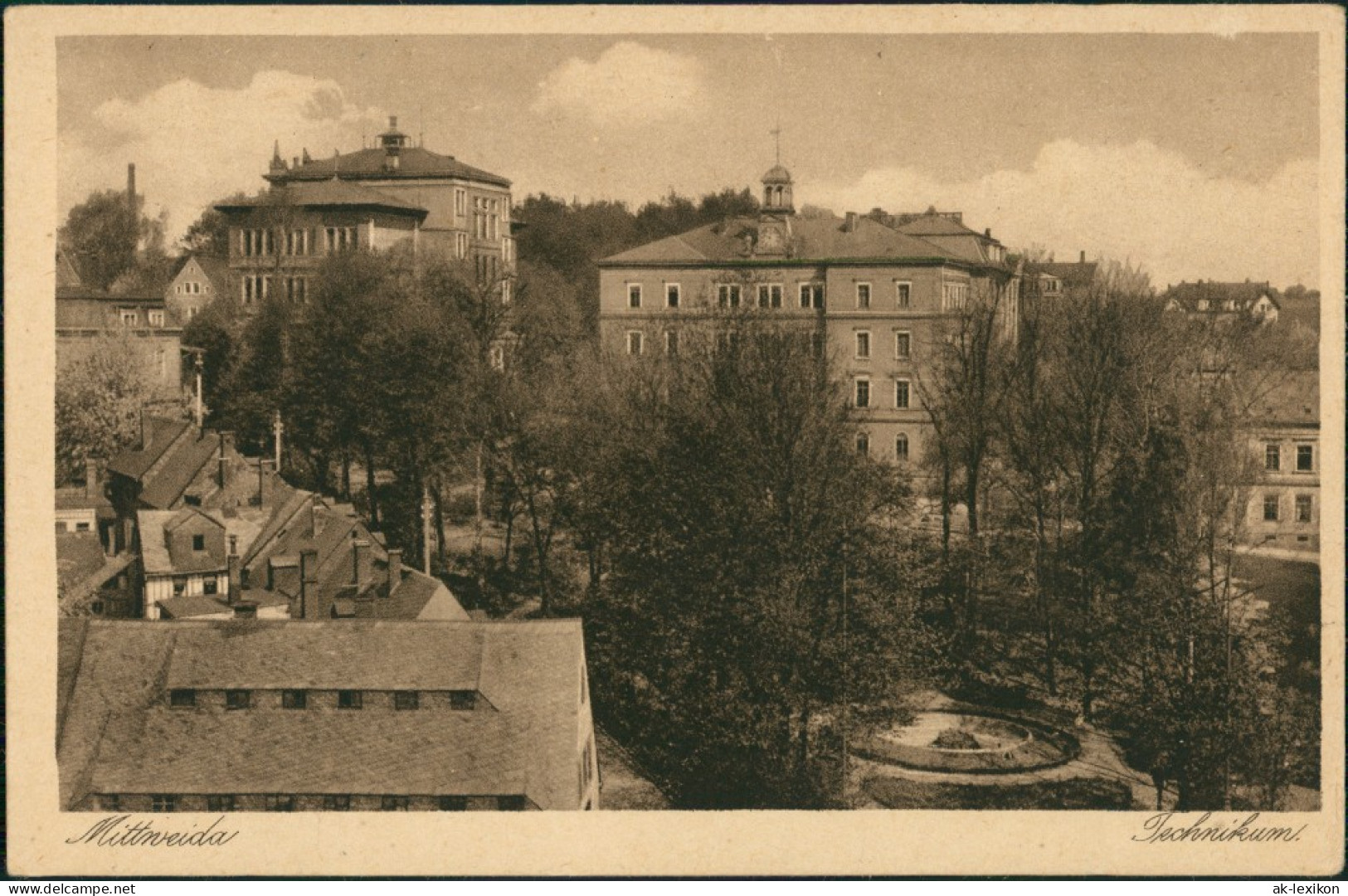 Ansichtskarte Mittweida Technikum - Straßenpartie 1928 - Mittweida