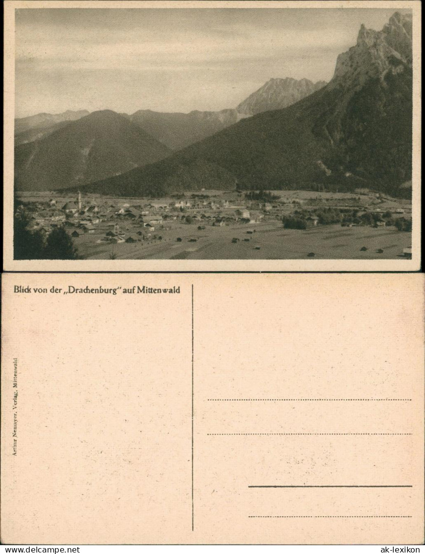 Mittenwald Umlandansicht Blick V.d. Drachenburg Gegen Karwendelgebirge 1920 - Mittenwald