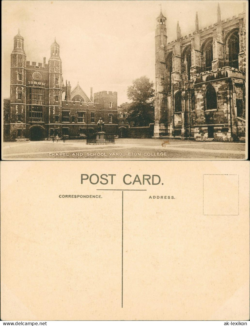 Postcard Eton CHAPEL AND SCHOOL YARD, ETON COLLEGE 1925 - Other & Unclassified