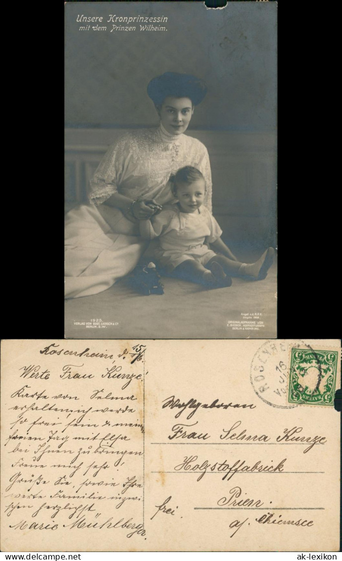 Adel Und Persönlichkeiten Kronprinzessin Mit Prinz Wilhelm 1916 - Familles Royales