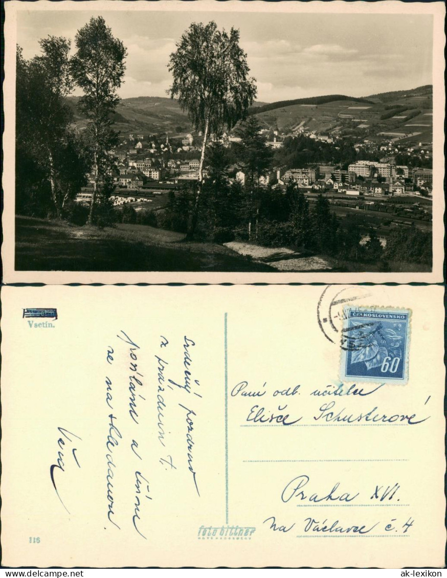 Postcard Wesetin Vsetín | Settein Panorama Gesamtansicht 1945 - Tchéquie