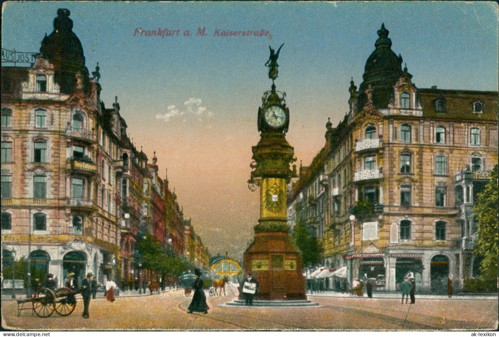 Frankfurt Am Main Kaiserstraße Strasse Partie Mit Denkmal, Häuser Reihe 1924 - Frankfurt A. Main