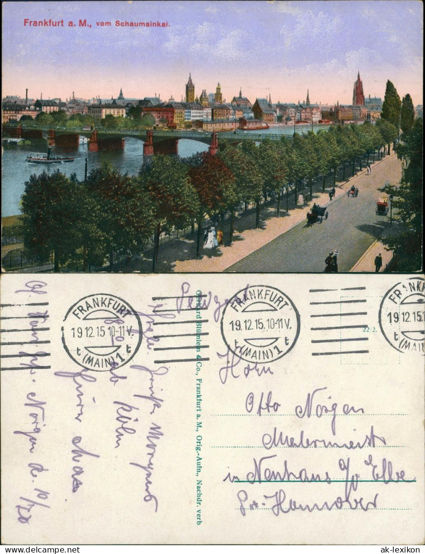 Ansichtskarte Frankfurt Am Main Schaumainkai 1915 - Frankfurt A. Main