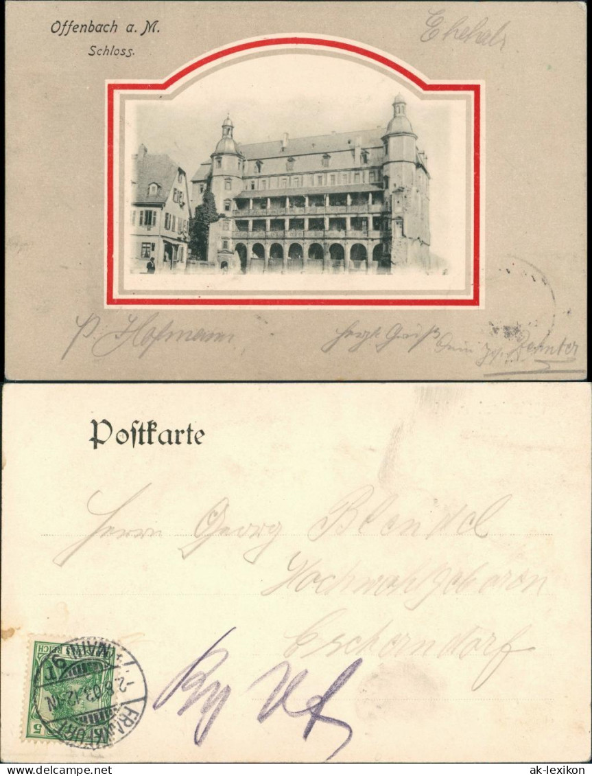 Ansichtskarte Offenbach (Main) Partie Am Schloss, Passpartout Postkarte 1903 - Offenbach