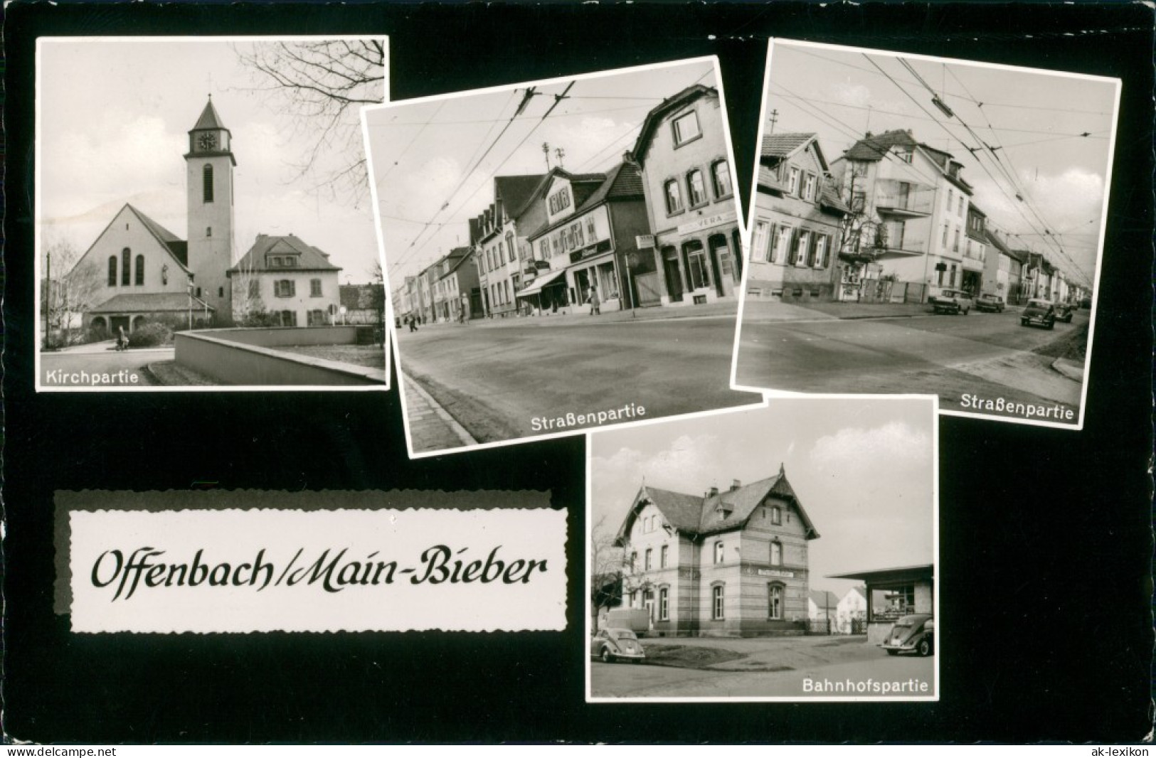 Offenbach (Main) Mehrbild-AK Kirche, Bahnhof Mit VW Käfer, Straßenpartien 1963 - Offenbach