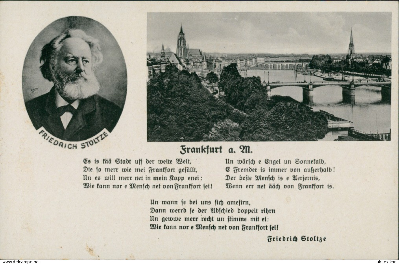 Ansichtskarte Frankfurt Am Main Stadt Und Friedrich Stoltze 1922 - Frankfurt A. Main