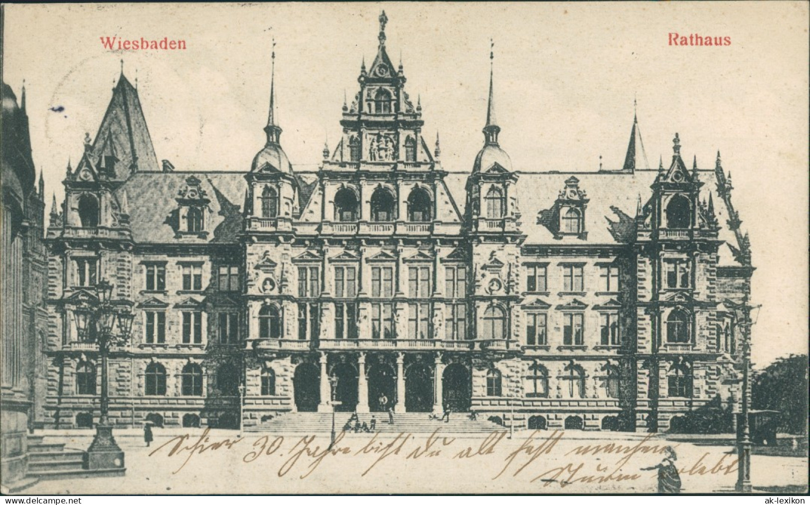 Ansichtskarte Wiesbaden Rathaus, Bauwerk Gesamtansicht, Town Hall 1906 - Wiesbaden