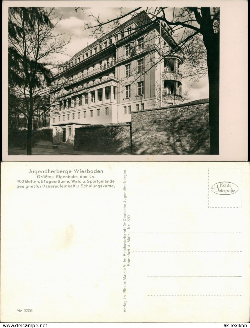 Ansichtskarte Wiesbaden Jugendherberge, Gebäude-Ansicht 1950 - Wiesbaden