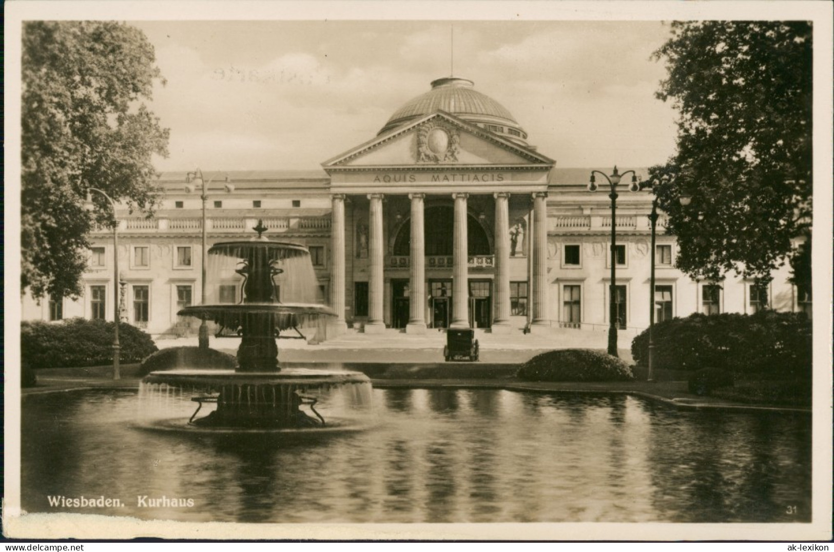 Wiesbaden Kurhaus, Gebäude-Ansicht, Wasserspiele, Springbrunnen 1940 - Wiesbaden