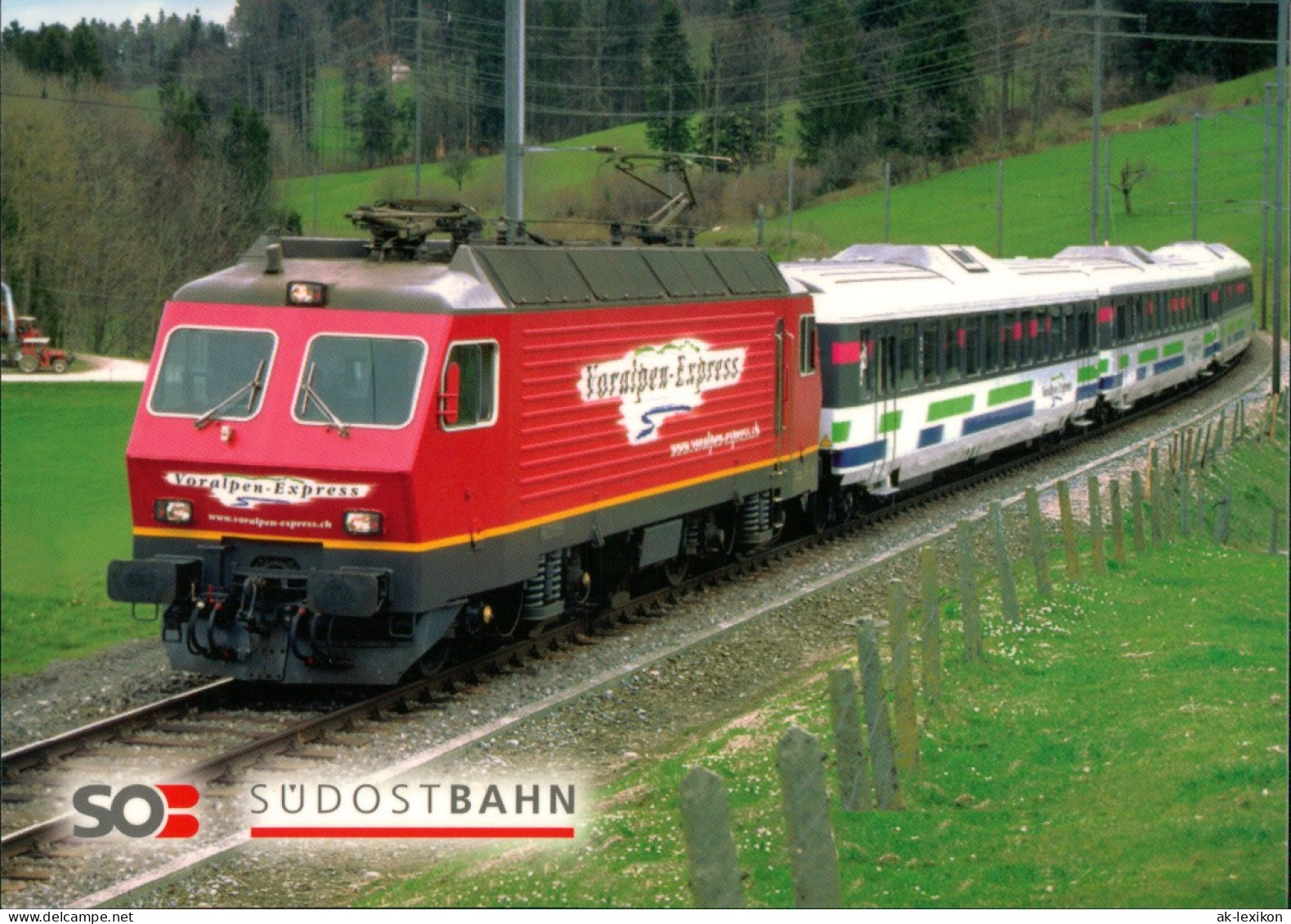 Ansichtskarte  Voralpen-Express Mit Lokomotive Re 446 SO SUDOSTBAHN 1990 - Eisenbahnen