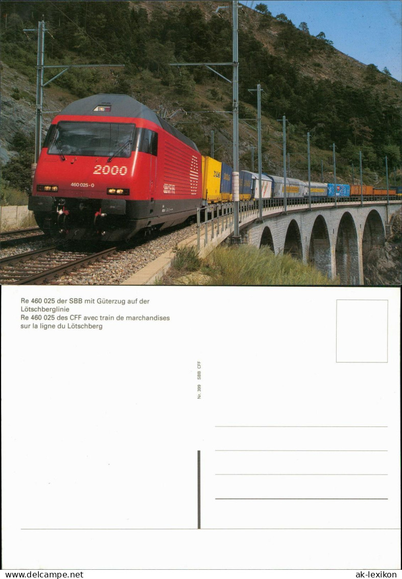 Eisenbahn Re 460 025 Der SBB Mit Güterzug Auf Der Lötschberglinie 2000 - Trains