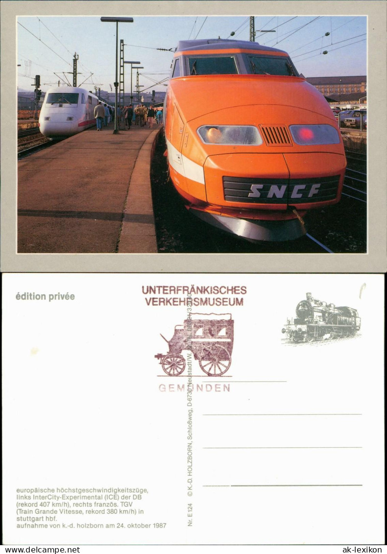 Ansichtskarte Stuttgart Verkehr/KFZ Eisenbahn Zug ICE Und TGV 1987 - Stuttgart