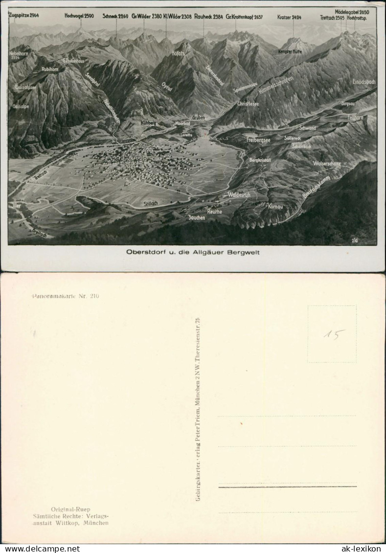 Oberstdorf (Allgäu) Reliefkarte Allgäuer Bergwelt -Beschriftung 1930 - Oberstdorf