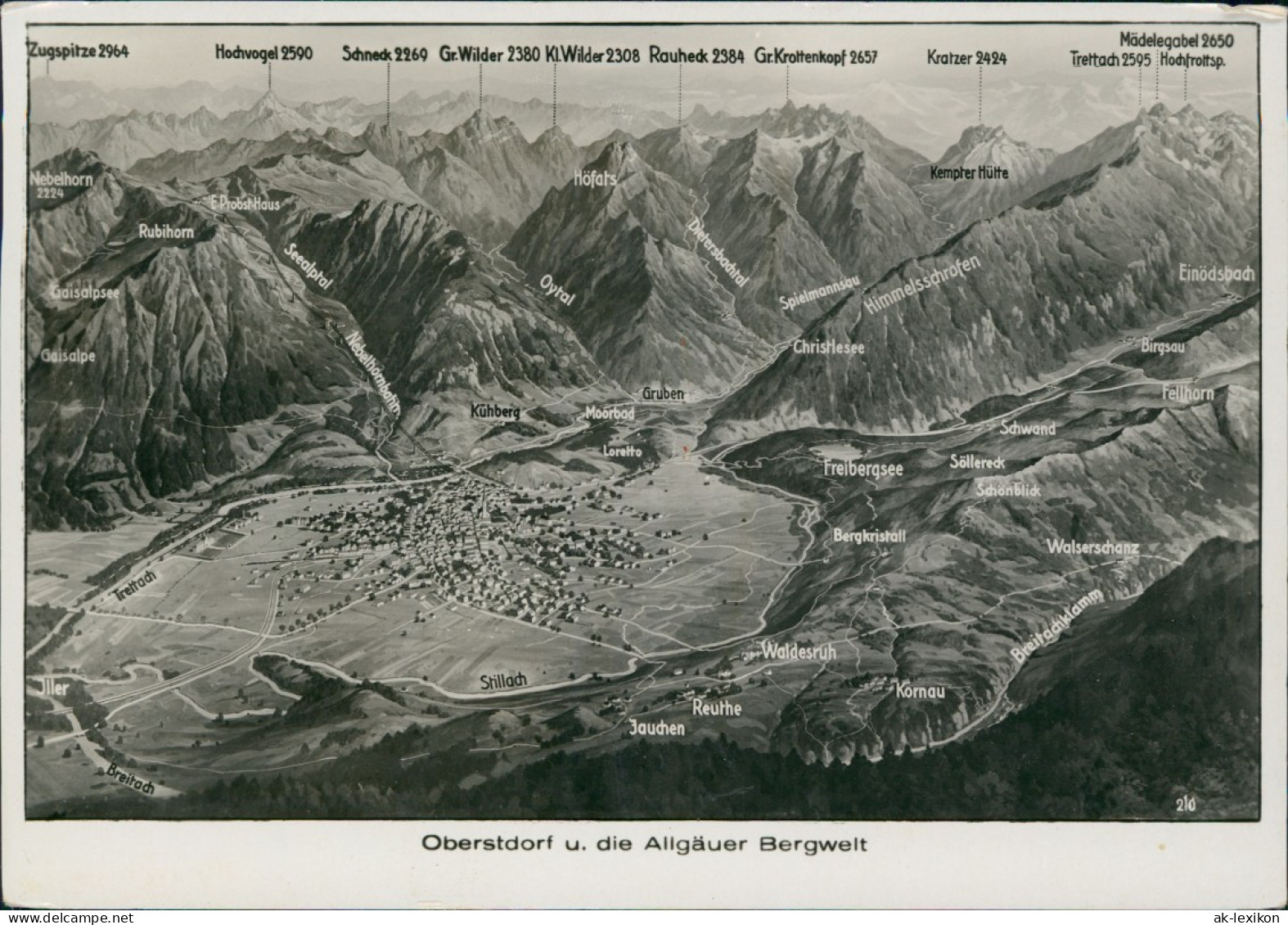 Oberstdorf (Allgäu) Reliefkarte Allgäuer Bergwelt -Beschriftung 1930 - Oberstdorf