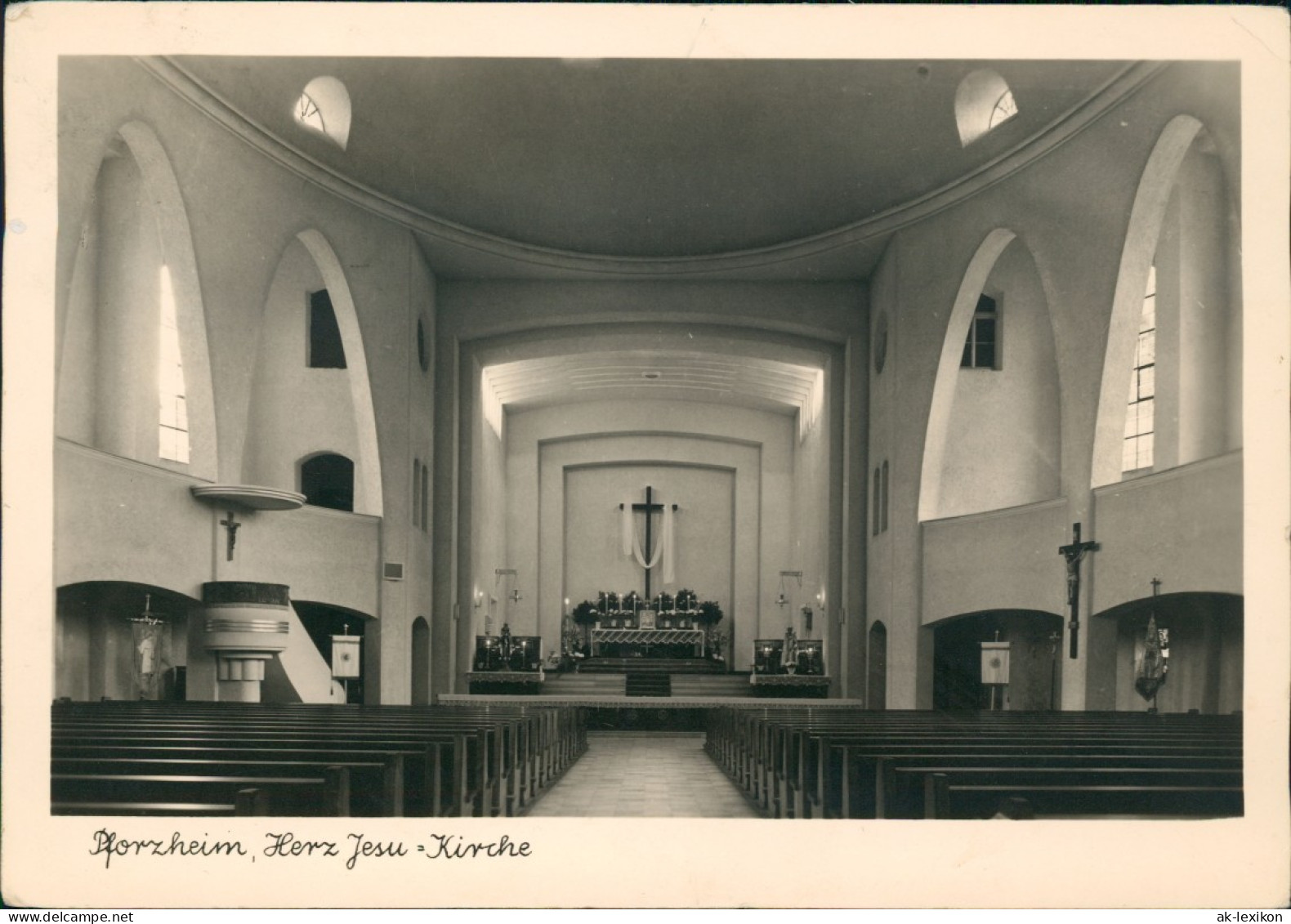 Ansichtskarte Pforzheim Herz Jesu-Kirche, Altar 1954 - Pforzheim