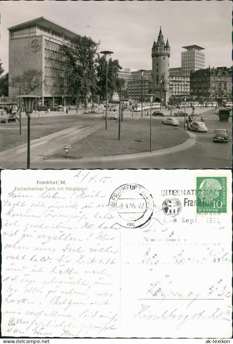 Ansichtskarte Frankfurt Am Main Eschenheimer Turm Mit Hauptpost 1955 - Frankfurt A. Main