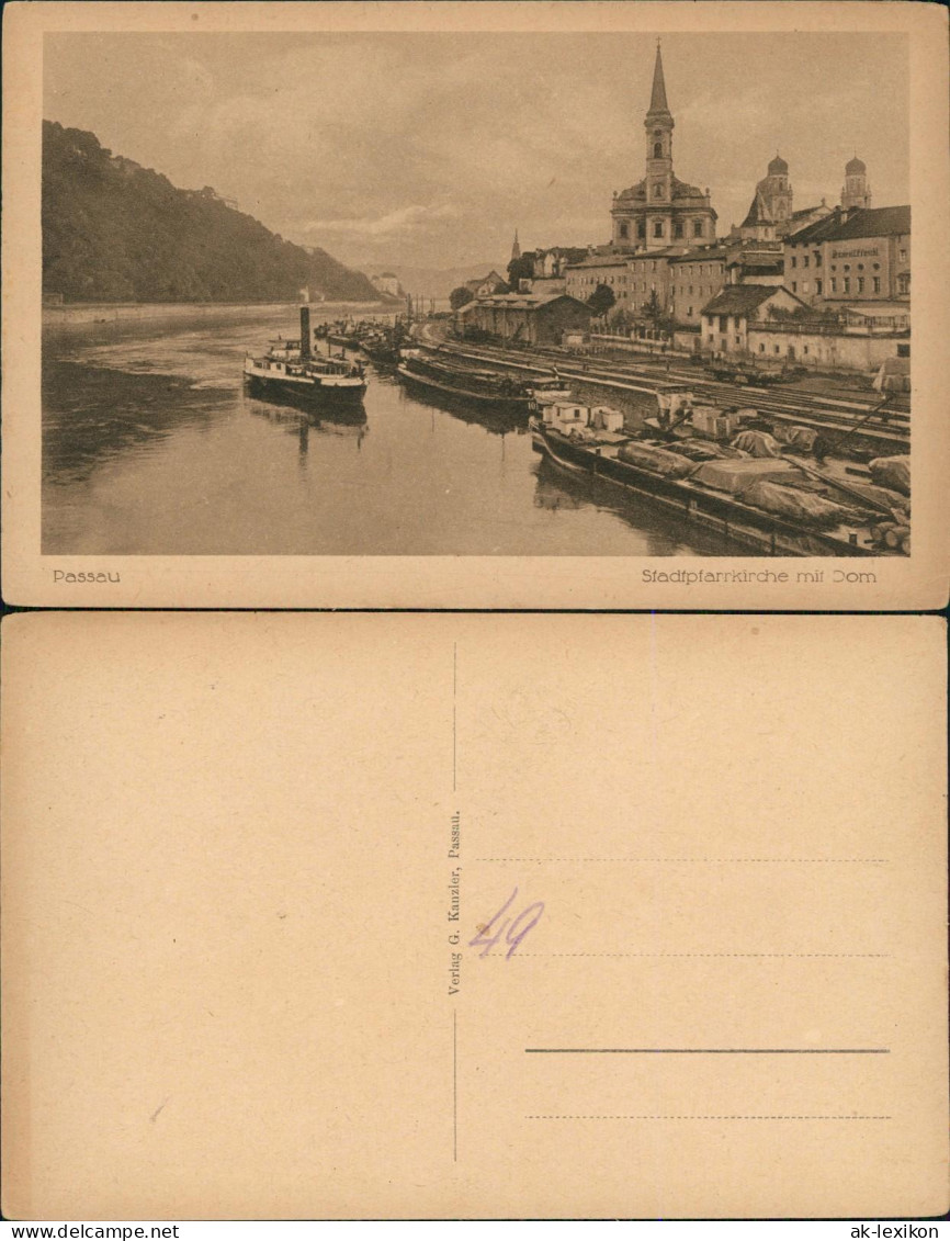 Ansichtskarte Passau Stadtpfarrkirche Mit Dom, Dampfer 1926 - Passau