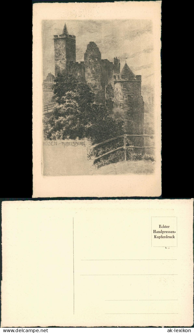 Saaleck-Bad Kösen Rudelsburg, Federzeichnung Künstlerkarte 1928 - Autres & Non Classés