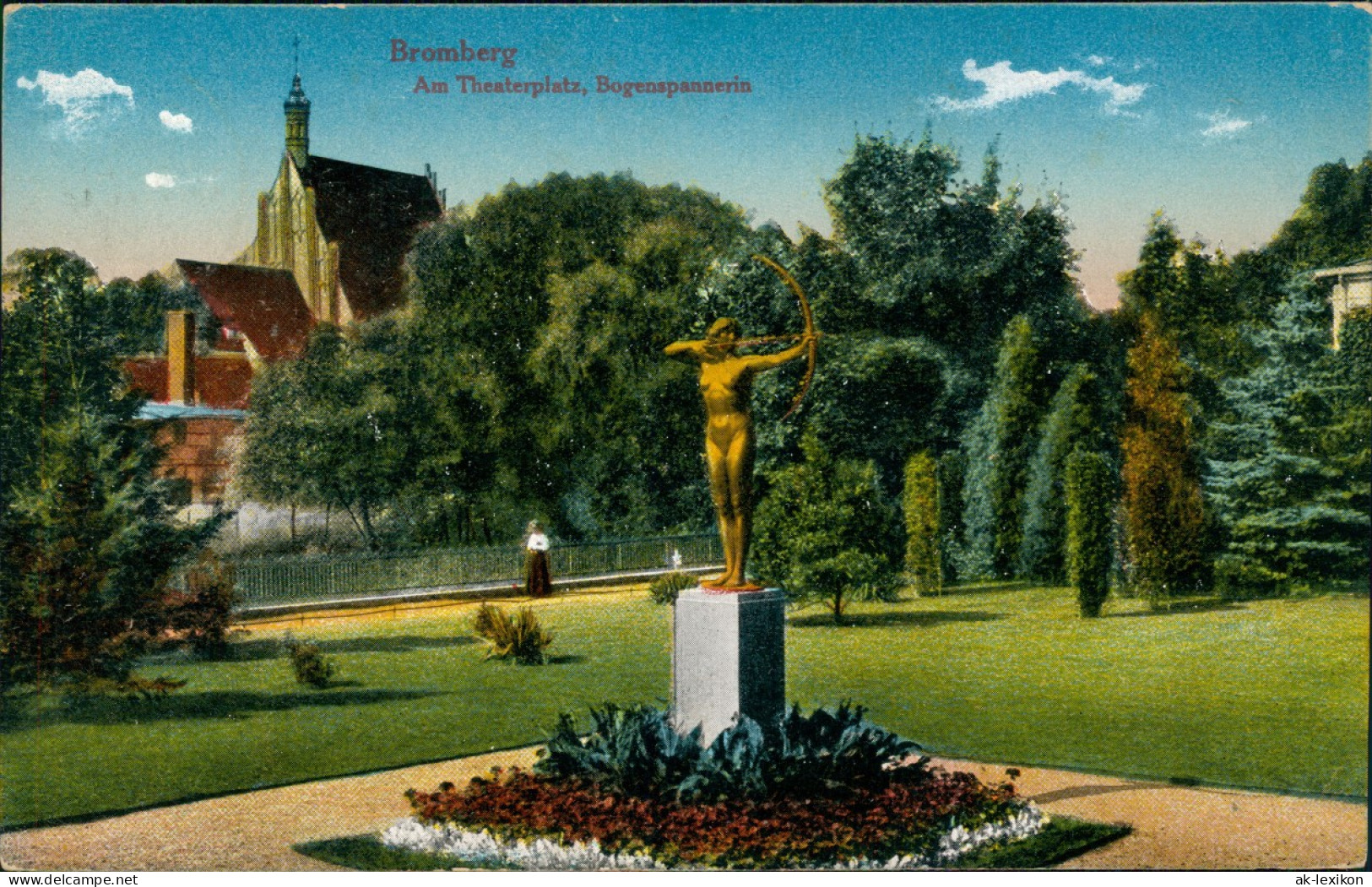Bromberg Bydgoszcz Am Theaterplatz, Bogenspannerin 1917  Gel. Feldpoststempel - Polen