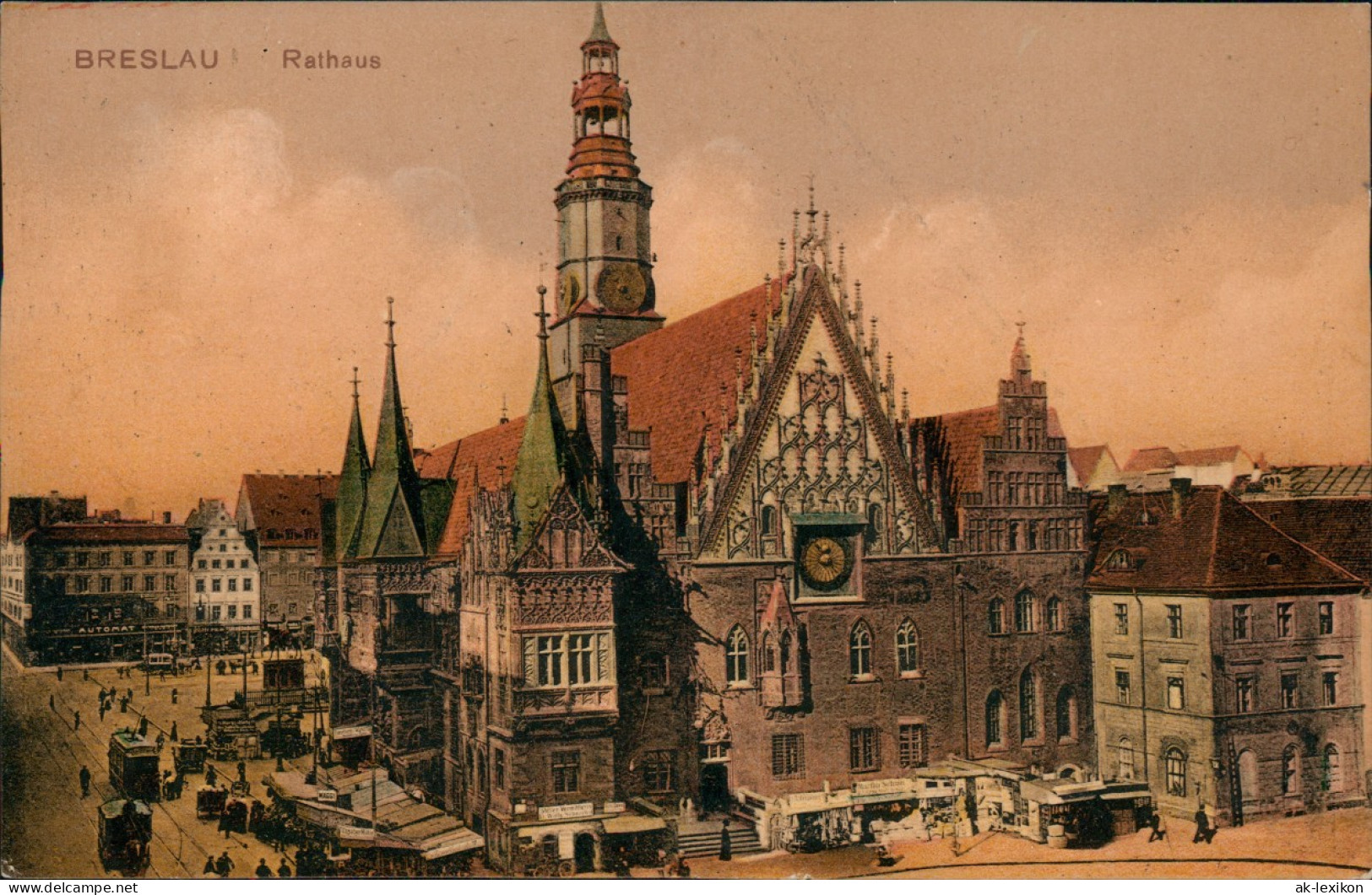 Postcard Breslau Wrocław Marktstände Am Rathaus 1915  Gel. Feldpoststempel - Schlesien