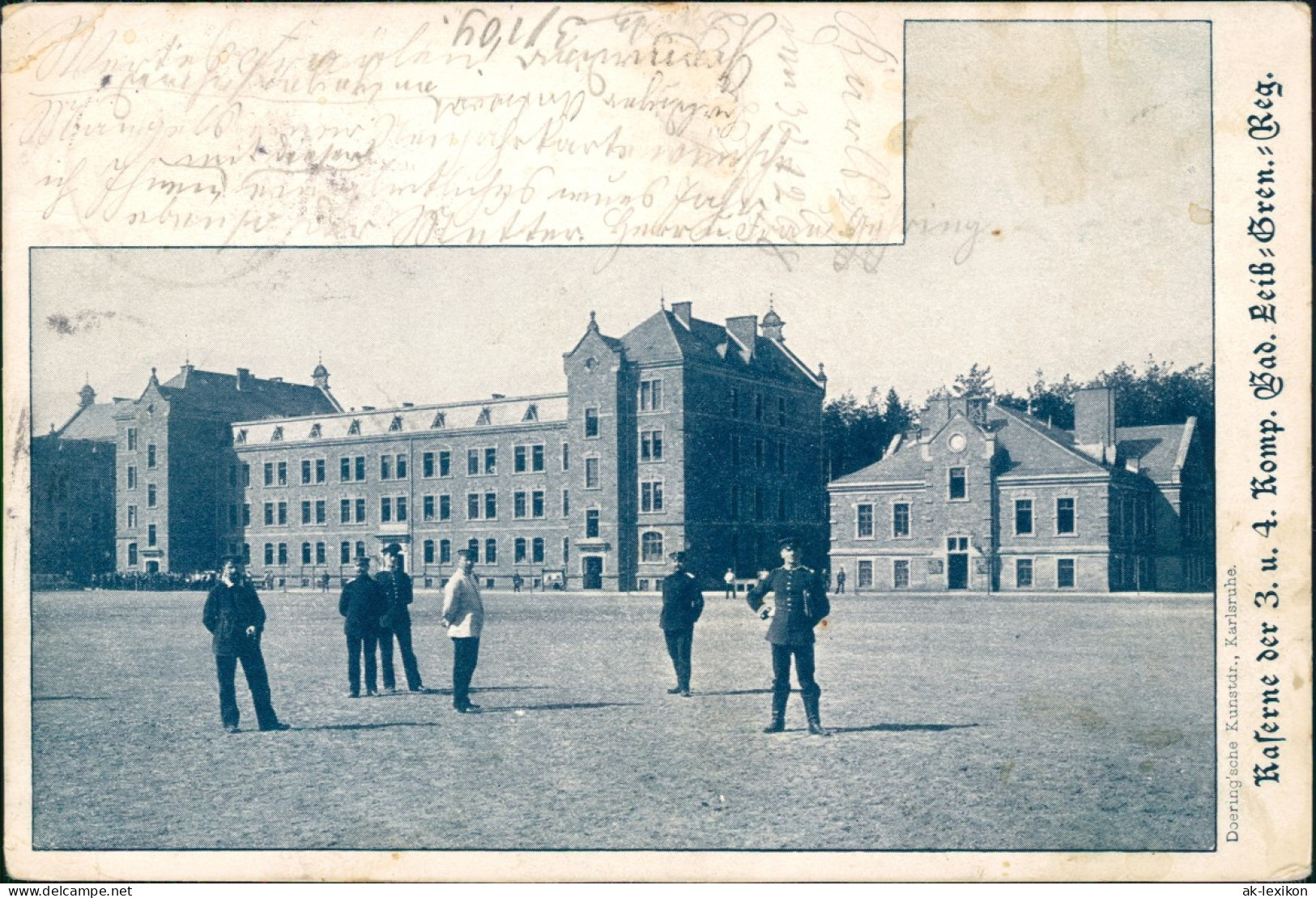 Ansichtskarte Karlsruhe Kaserne Der 3. U. 4. Komp. Bad. Leib-Gren. Reg. 1898 - Karlsruhe