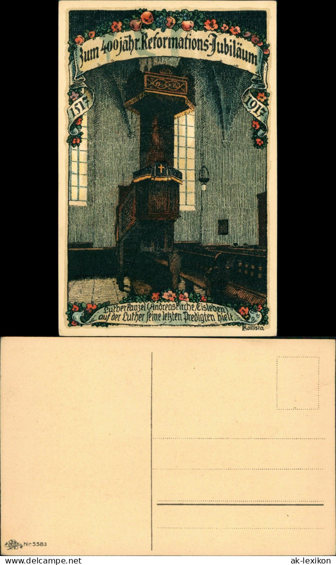 Ansichtskarte Eisleben Andreaskirche, Luherkanzel 400 Jahre Reformation 1917 - Autres & Non Classés