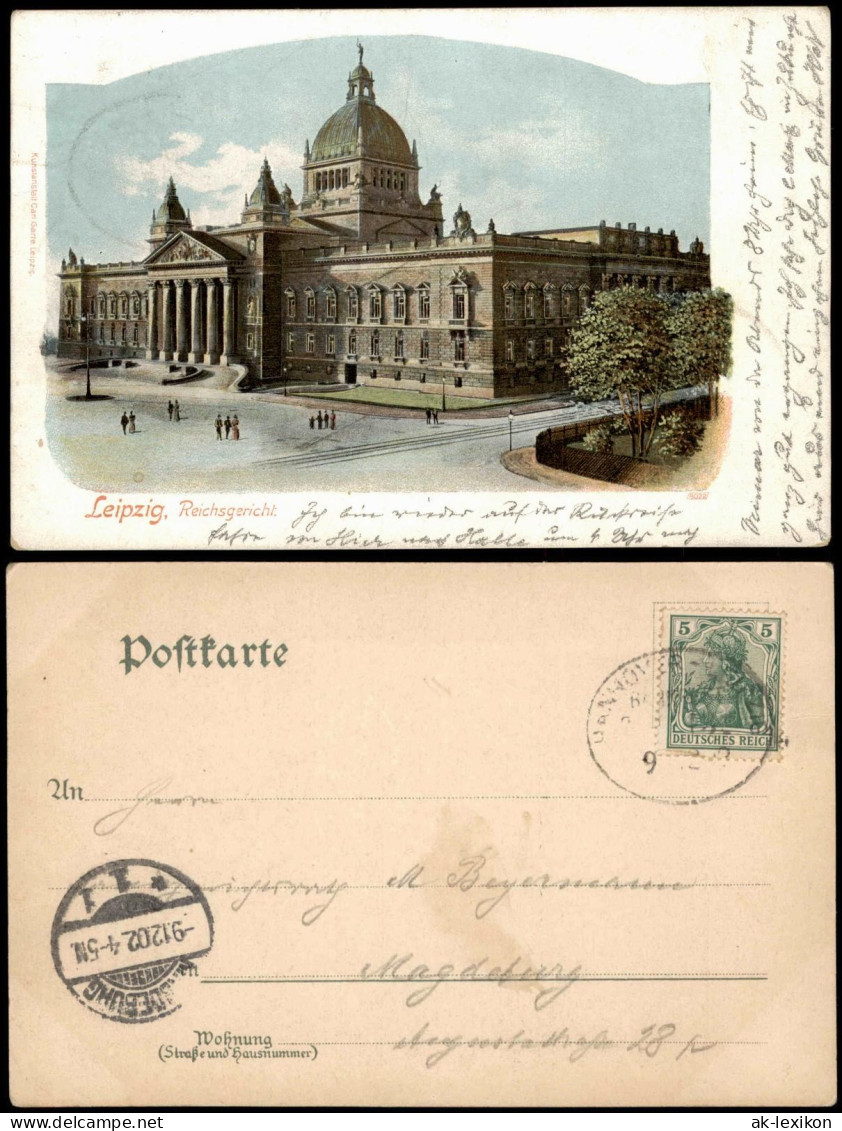 Ansichtskarte Leipzig Reichsgerichtsgebäude 1902  Gel. Bahnpoststempel - Leipzig