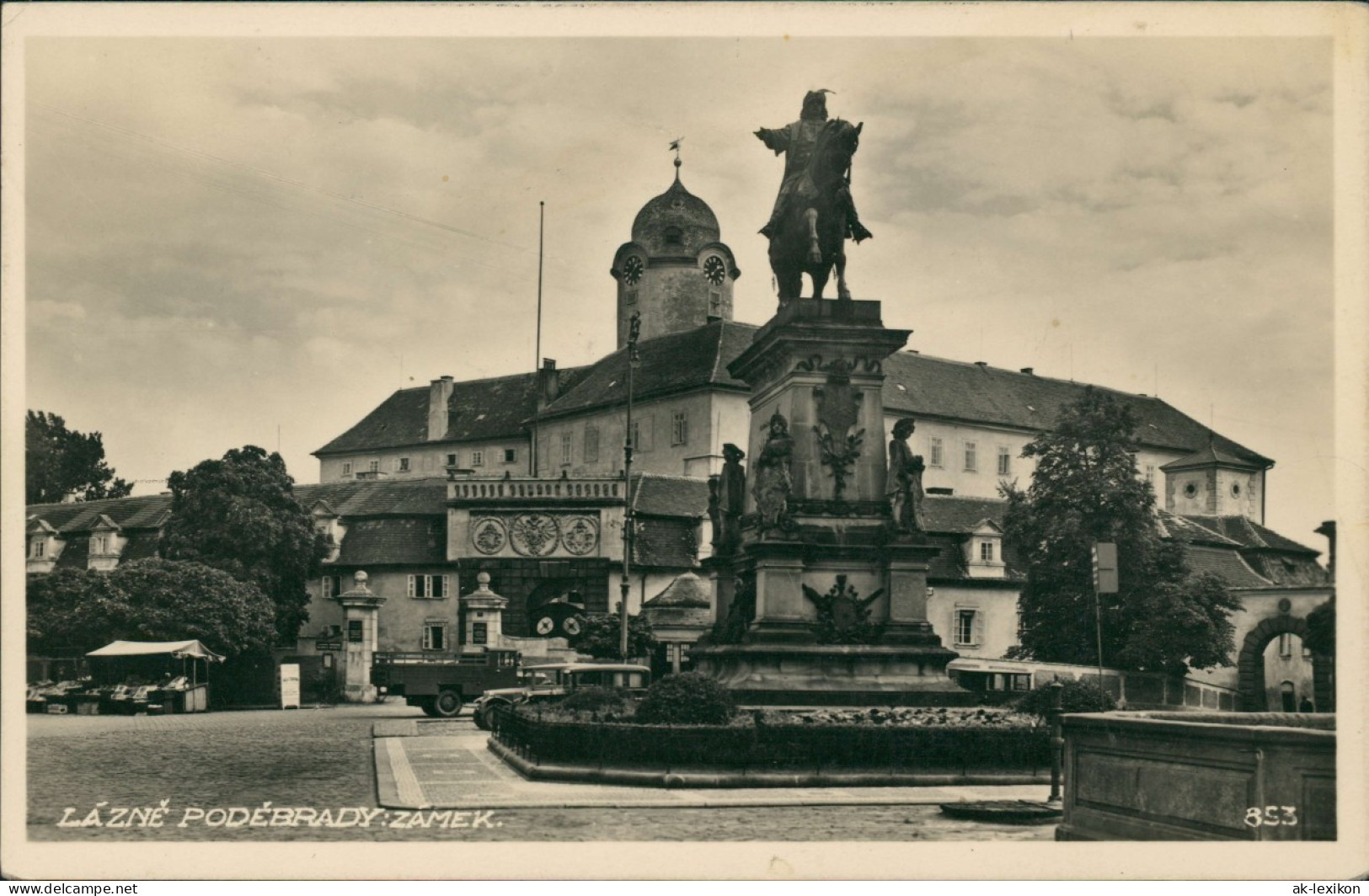 Postcard Bad Podiebrad Poděbrady Marktplatz, Brunnen - LKW 1934 - Tchéquie