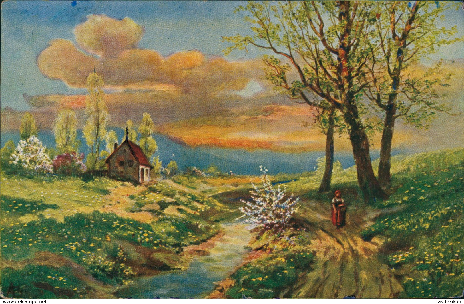 Ansichtskarte  Künstlerkarte Stimmungsbild An Der Kapelle 1912 - 1900-1949