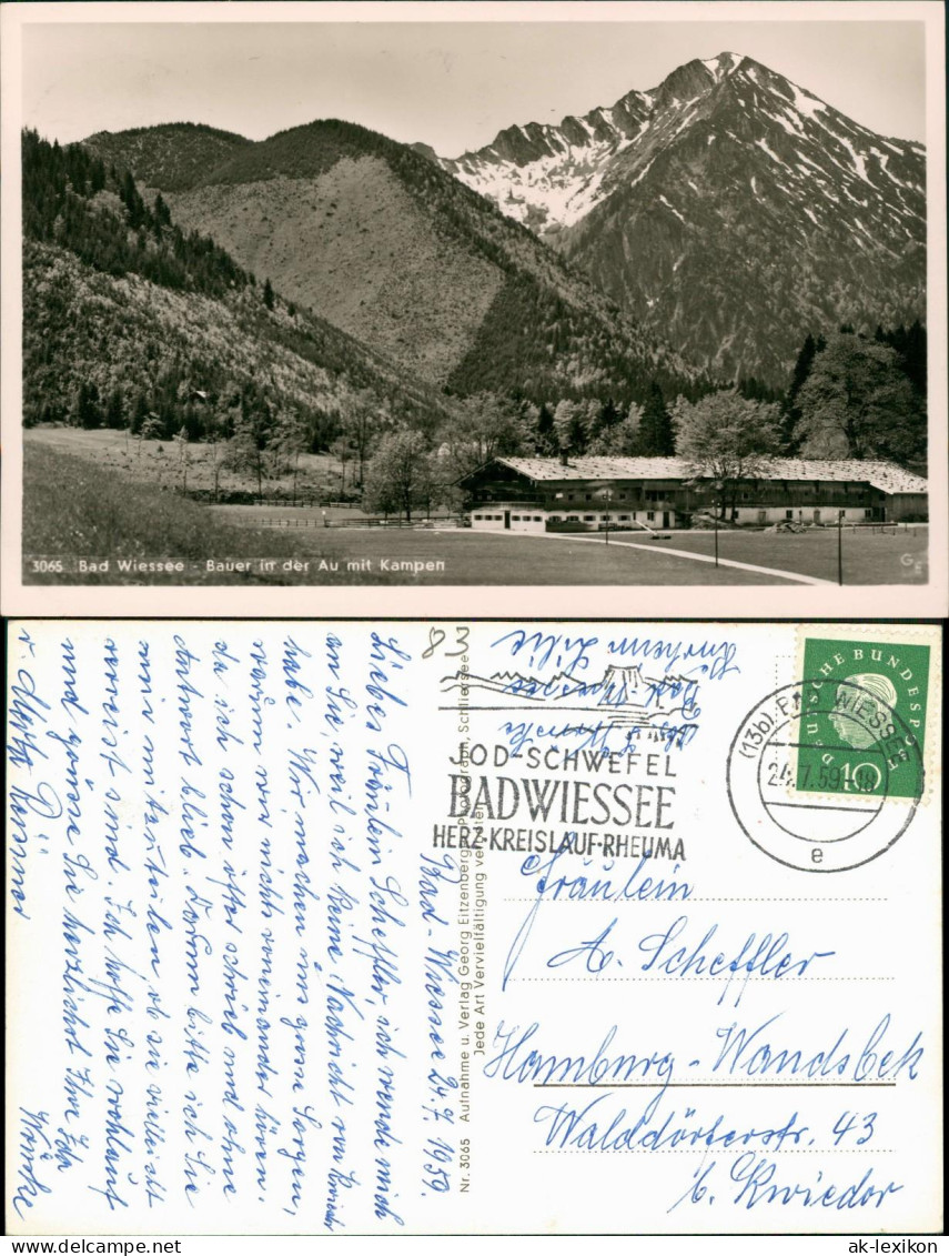 Ansichtskarte Bad Wiessee Gasthaus Bauer In Der Au Mit Kampen 1959 - Bad Wiessee