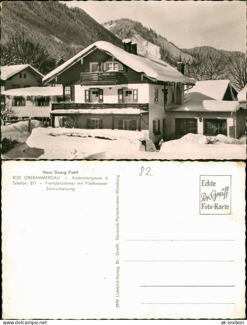 Ansichtskarte Oberammergau Haus Georg Fichtl Pension Im Winter 1961 - Oberammergau