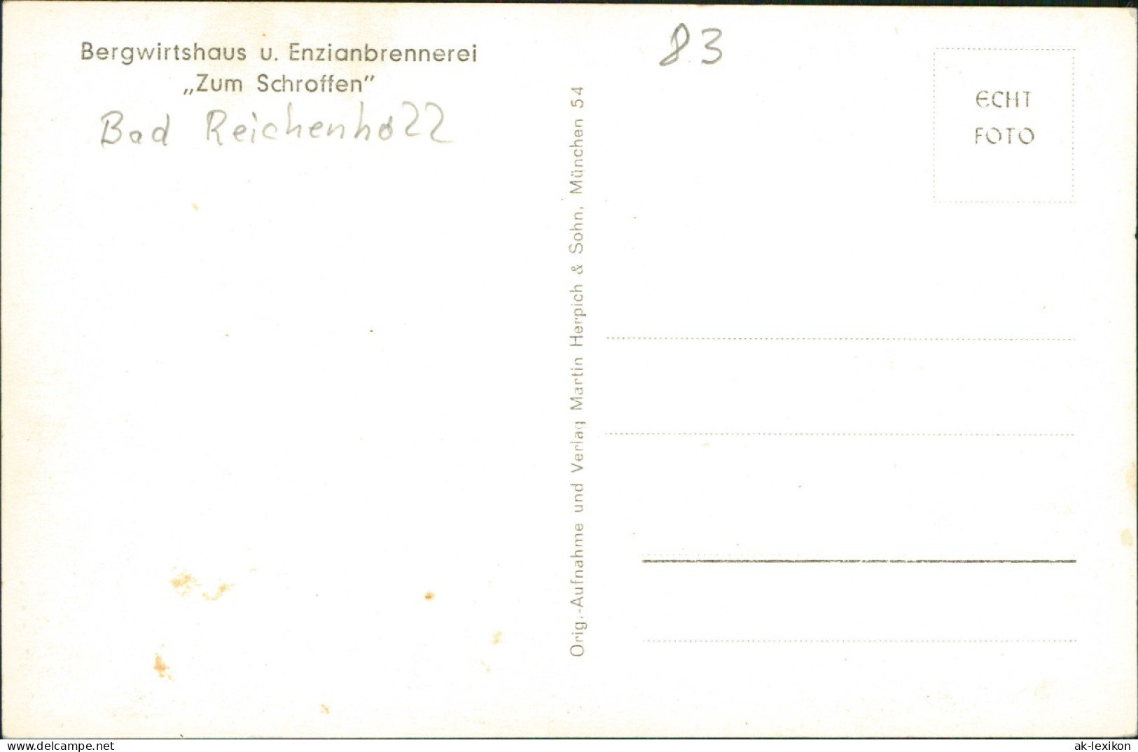 Ansichtskarte Bad Reichenhall Bergwirtshaus U. Enzianbrennerei - Gastraum 1961 - Bad Reichenhall