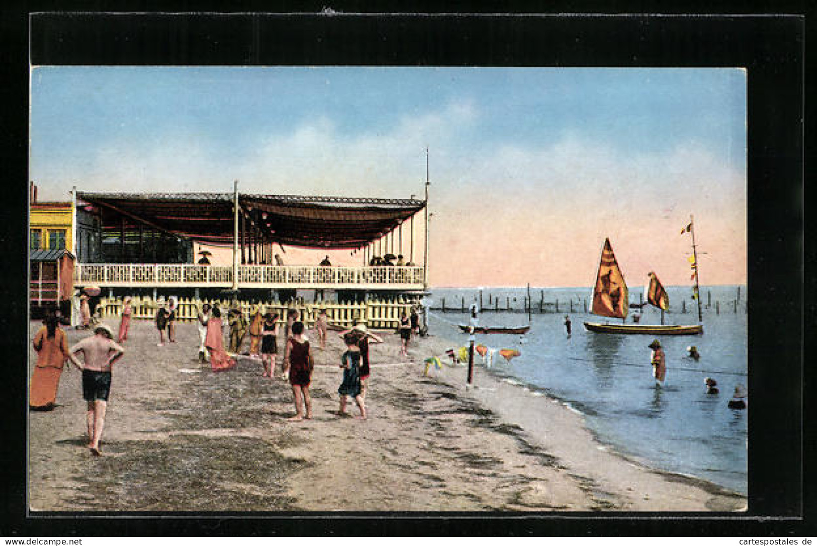 Cartolina Venezia-Lido, Besucher Am Strand  - Venezia (Venice)