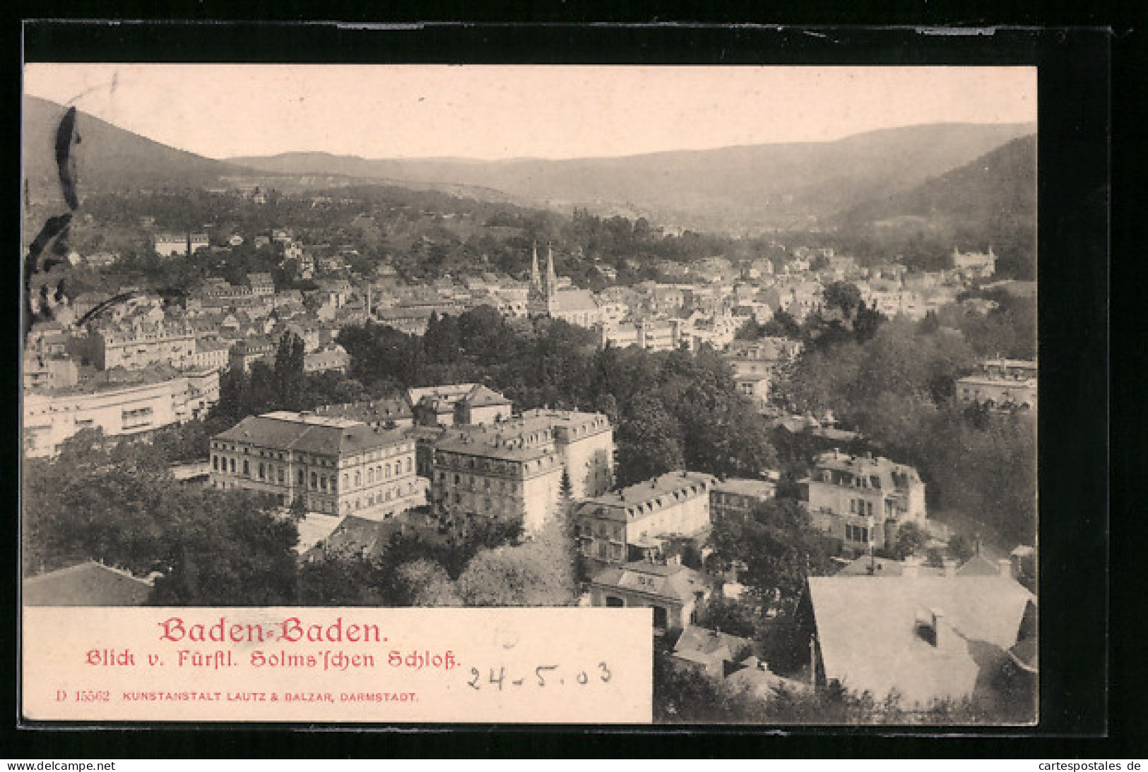 AK Baden-Baden, Blick V. Fürstl. Solms`schen Schloss  - Baden-Baden