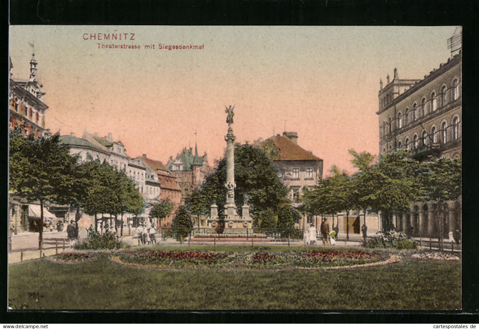 AK Chemnitz, Theaterstrasse Mit Siegesdenkmal  - Chemnitz