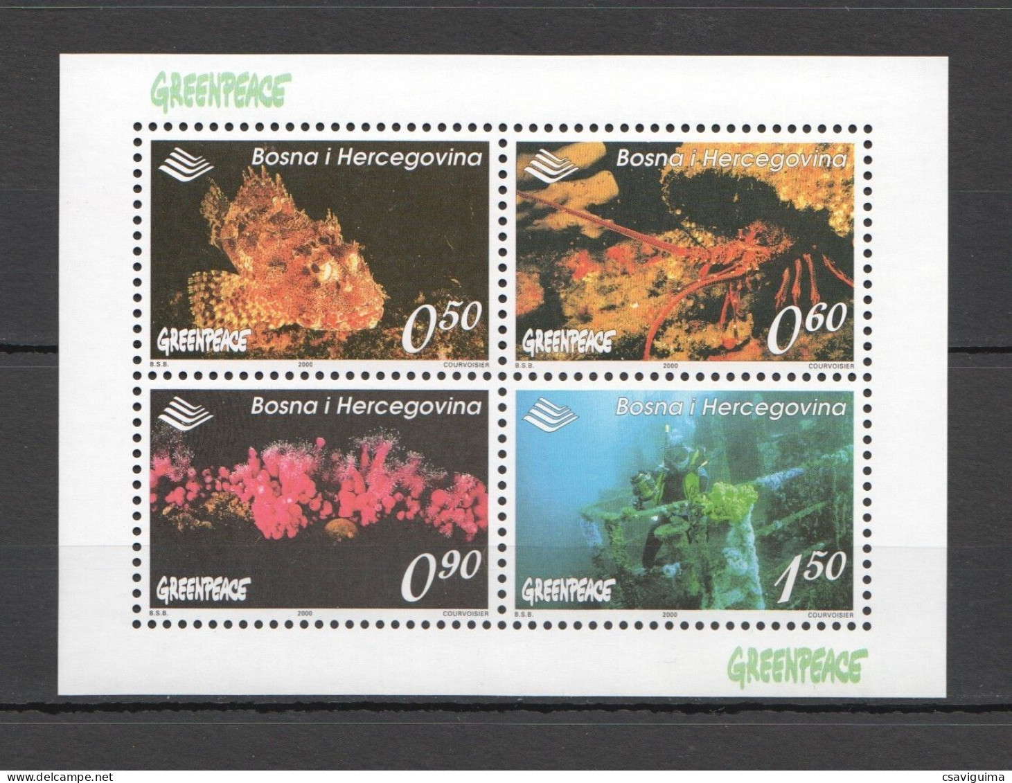 Bosnia And Herzegovina - 2000 - Greenpeace - Yv Bf 9 - Vie Marine