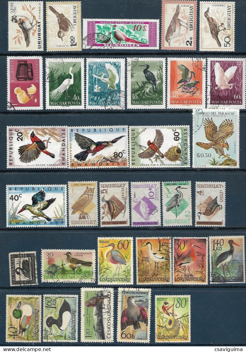 Birds: Set 32 Stamps, Used, Hinged (#005) - Sonstige & Ohne Zuordnung