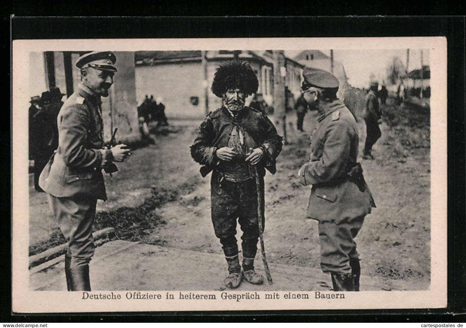 AK Deutsche Offiziere In Heiterem Gespräch Mit Einen Bauern  - Guerre 1914-18